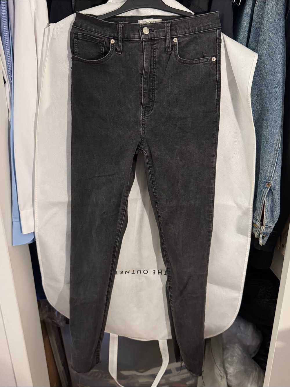 Madewell Washed Black 11 inch High Rise Skinny Denim Jeans